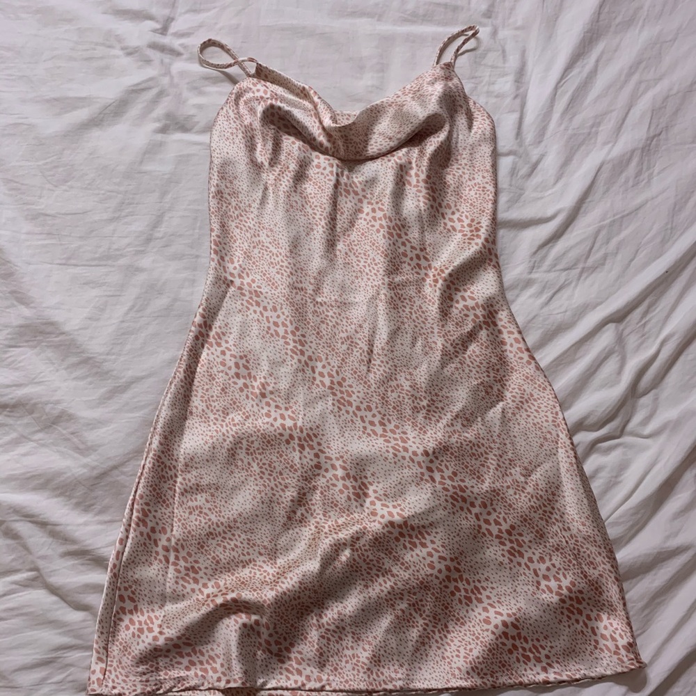 Pink satin slip dress